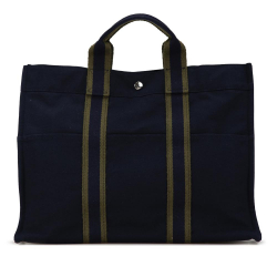 Hermès B Hermès Blue Dark Blue Canvas Fabric Fourre Tout MM France