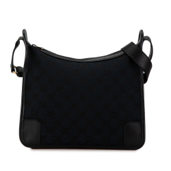 Gucci AB Gucci Black Canvas Fabric GG Shoulder Bag Italy