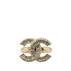 Chanel B Chanel Gold Gold Plated Metal CC Rhinestone Ring France