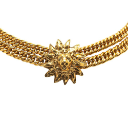 Chanel B Chanel Gold Gold Plated Metal Lion Head Choker Necklace France