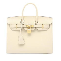 Hermès AB Hermès White Ivory Calf Leather Epsom Birkin Sellier 25 France