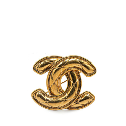 Chanel AB Chanel Gold Gold Plated Metal CC Quilted Brooch France