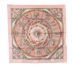 Hermès AB Hermès Pink Light Pink Silk Fabric Astrologie Dies et Hore Scarf France