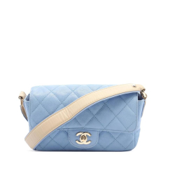 Chanel AB Chanel Blue Light Blue Caviar Leather Leather CC Quilted Caviar Single Flap France