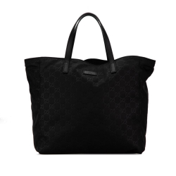 Gucci B Gucci Black Nylon Fabric GG Tote Italy