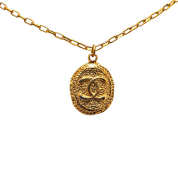 Chanel B Chanel Gold Gold Plated Metal CC Pendant Necklace France