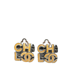 Chanel AB Chanel Brown Light Brown Enamel Other Logo Clip on Earrings France