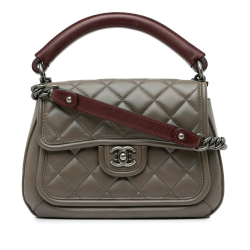 Chanel B Chanel Gray Calf Leather Medium skin Prestige Flap France