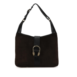 Gucci B Gucci Brown Dark Brown with Black Suede Leather Dionysus Hobo Italy