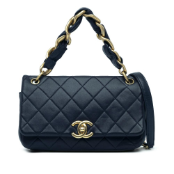 Chanel B Chanel Blue Navy Lambskin Leather Leather Quilted Lambskin Chain is More Flap Italy