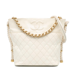 Chanel B Chanel White Calf Leather Crumpled skin En Vogue Rope Satchel Italy