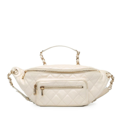 Chanel AB Chanel White Ivory Calf Leather Iridescent skin All About Waist Belt Bag Italy