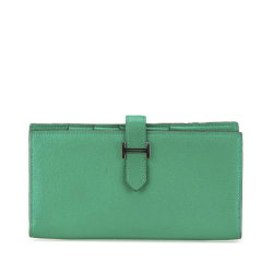 Hermès B Hermès Green Goatskin Leather Chevre Mysore Bearn Wallet France