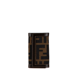 Fendi B Fendi Brown Canvas Fabric Zucca Key Holder Italy