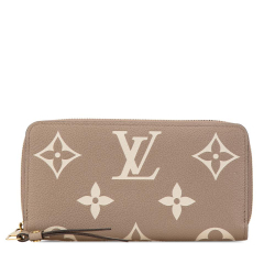 Louis Vuitton B Louis Vuitton Brown Taupe Monogram Empreinte Leather Monogram Giant Empreinte Zippy Wallet France