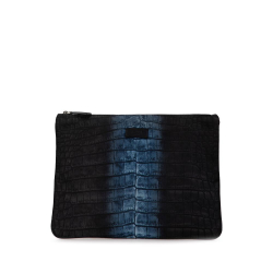 Fendi B Fendi Black Nylon Fabric Croc Print Clutch Italy