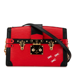 Louis Vuitton AB Louis Vuitton Red with Black Epi Leather Leather Epi Trunk Clutch France