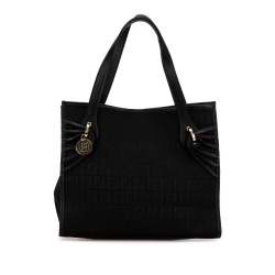 Fendi B Fendi Black Canvas Fabric Zucchino Tote Italy