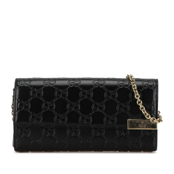 Gucci B Gucci Black Calf Leather Guccissima Wallet On Chain Italy