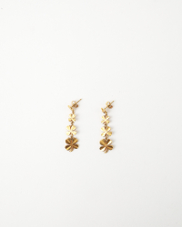 Chanel Clover Dangling Gold Earrings