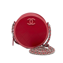 Chanel A Chanel Red with Pink Lambskin Leather Leather Lambskin Color Pop CC Round Crossbody Italy