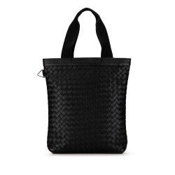 Bottega Veneta AB Bottega Veneta Black Calf Leather Intrecciato Hydrology Tote Italy