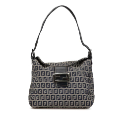 Fendi B Fendi Gray Canvas Fabric Zucchino Double Flap Shoulder Bag Italy