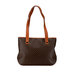 Celine B Celine Brown Coated Canvas Fabric Macadam Tote Italy