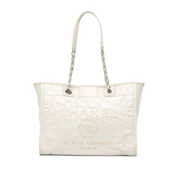 Chanel B Chanel White Ivory Calf Leather Small Glazed skin Deauville Tote Italy