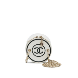 Chanel B Chanel White Lambskin Leather Leather Chain and Charm Vanity Case France