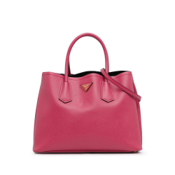 Prada AB Prada Pink Saffiano Leather Medium Cuir Double Satchel Italy