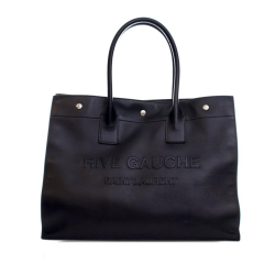 Saint Laurent B Saint Laurent Black Calf Leather Small Smooth skin Rive Gauche Tote Italy