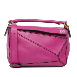 Loewe AB LOEWE Pink Hot Pink Calf Leather Small Puzzle Bag Spain