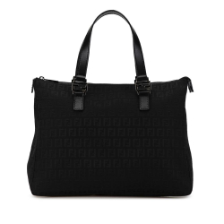 Fendi AB Fendi Black Canvas Fabric Zucchino Tote Italy