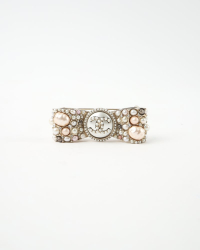 Chanel CC Rhinestones and Pearls Ribbon Brooch