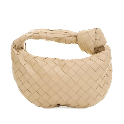 Bottega Veneta AB Bottega Veneta Brown Beige Calf Leather Mini Intrecciato Jodie Italy