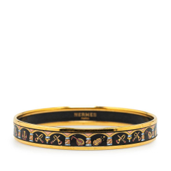 Hermès B Hermès Black with Gold Enamel Other Narrow Musical Instruments Bangle 65 Austria