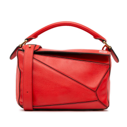 Loewe AB LOEWE Red Calf Leather Small Puzzle Satchel Spain