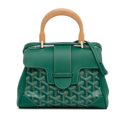 Goyard B Goyard Green Coated Canvas Fabric Mini Goyardine Saigon Souple France