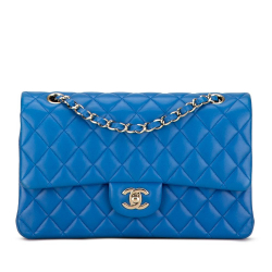 Chanel B Chanel Blue Lambskin Leather Leather Medium Classic Lambskin Double Flap France