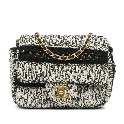 Chanel AB Chanel White Ivory with Black Raffia Natural Material Braided with Love Flap Italy