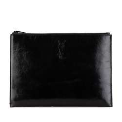 Saint Laurent B Saint Laurent Black Patent Leather Leather Patent Clutch Italy