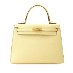 Hermès B Hermès Yellow Light Yellow Calf Leather Epsom Kelly II Sellier 25 France