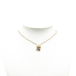 Christian Dior B Dior Gold Gold Plated Metal Rhinestone Bow Pendant Necklace Germany