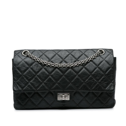 Chanel B Chanel Black Calf Leather Reissue 2.55 Aged skin Double Flap 227 France