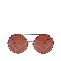 Fendi AB Fendi Red Resin Plastic Run Away Round Tinted Sunglasses Italy