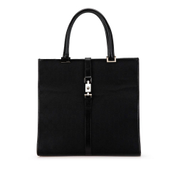 Gucci AB Gucci Black Canvas Fabric GG Jackie Tote Italy