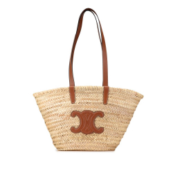 Celine B Celine Brown Beige Raffia Natural Material Teen Triomphe Panier Tote Morocco