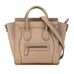 Celine B Celine Brown Taupe Calf Leather Nano Luggage Tote Italy