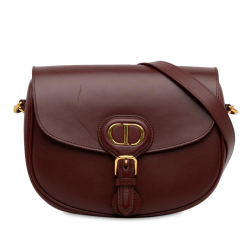 Christian Dior B Dior Red Bordeaux Calf Leather Medium Bobby Crossbody Bag Italy